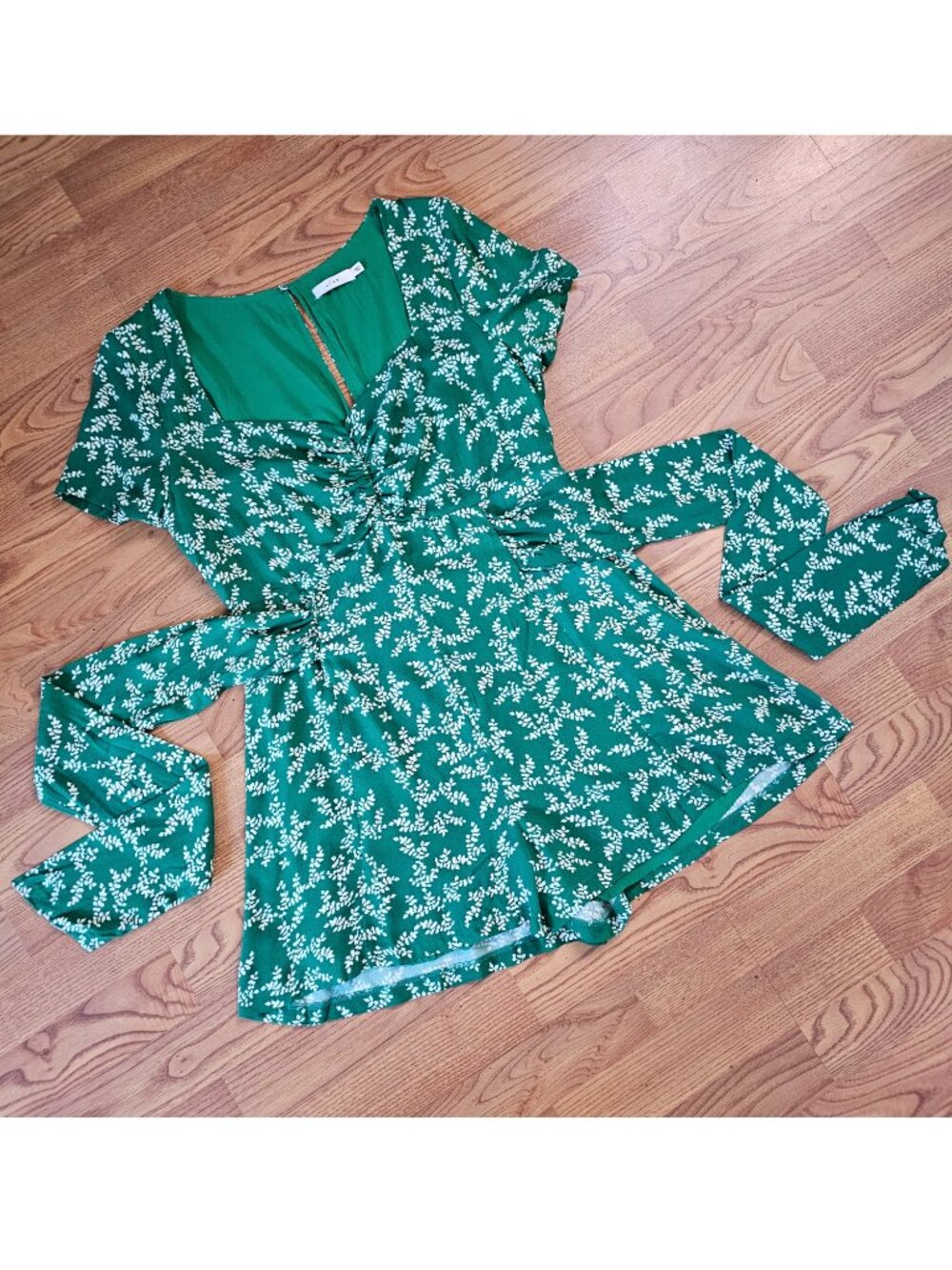 Floral Sweetheart Neckline Tie Waist Skort Romper M Lush for Urban Outfitters